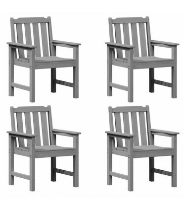 vidaXL Garden Chair 4 pcs Light Grey Polyethylene