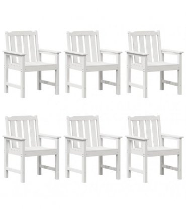 vidaXL Garden Chair 6 pcs White Polyethylene
