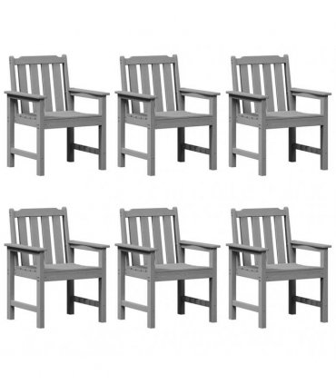 vidaXL Garden Chair 6 pcs Light Grey Polyethylene