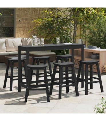 vidaXL Garden Bar Set 6 pcs Black HDPE