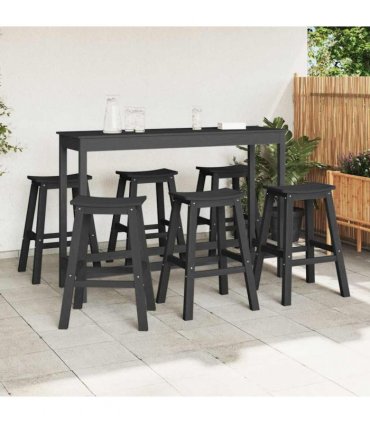 vidaXL Garden Bar Set 6 pcs Black HDPE