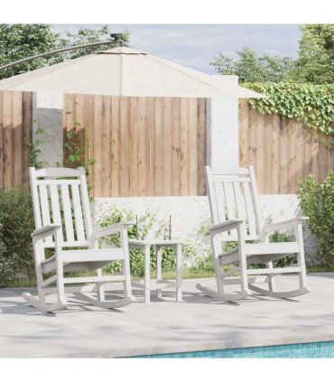 vidaXL Rocking Chair 2 pcs White Polyethylene