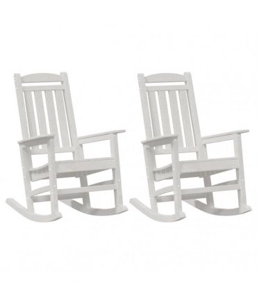 vidaXL Rocking Chair 2 pcs White Polyethylene