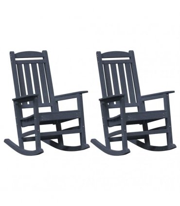 vidaXL Rocking Chair 2 pcs Navy Polyethylene