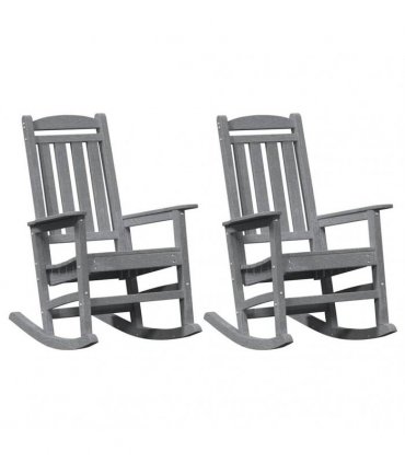 vidaXL Rocking Chair 2 pcs Light Grey Polyethylene