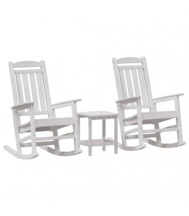 vidaXL Rocking Chair 3 pcs White Polyethylene