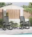 vidaXL Rocking Chair 3 pcs Light Grey Polyethylene