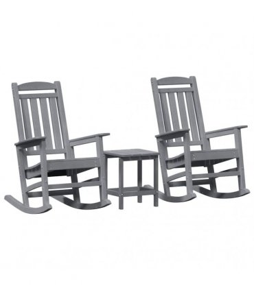 vidaXL Rocking Chair 3 pcs Light Grey Polyethylene