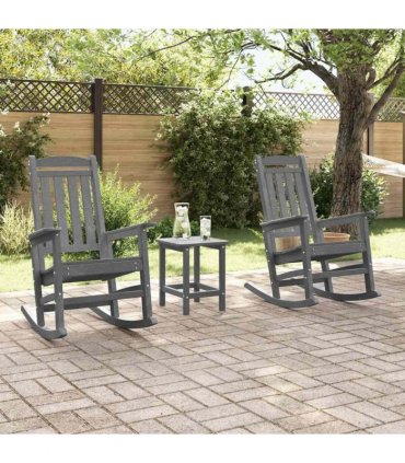 vidaXL Rocking Chair 3 pcs Light Grey Polyethylene