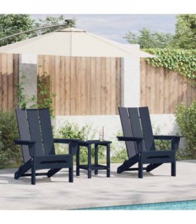 vidaXL Garden Chair 2 pcs Navy Polyethylene