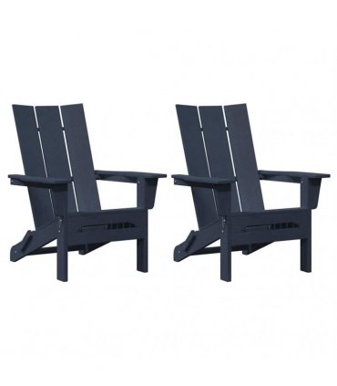 vidaXL Garden Chair 2 pcs Navy Polyethylene