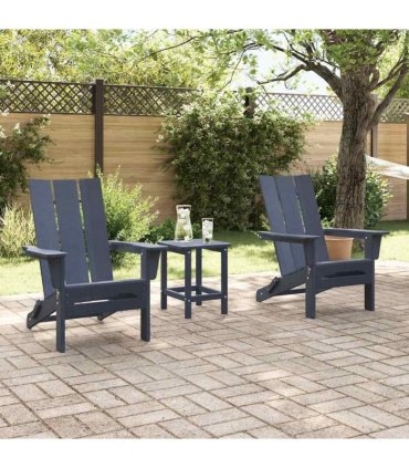 vidaXL Garden Chair 2 pcs Navy Polyethylene