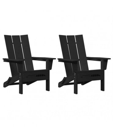 vidaXL Garden Chair 2 pcs Black Polyethylene