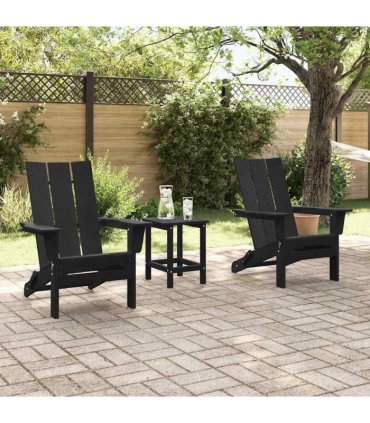 vidaXL Garden Chair 2 pcs Black Polyethylene