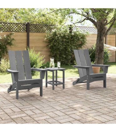 vidaXL Garden Chair 2 pcs Light Grey Polyethylene
