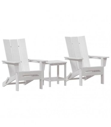 vidaXL Garden Chair 3 pcs White Polyethylene