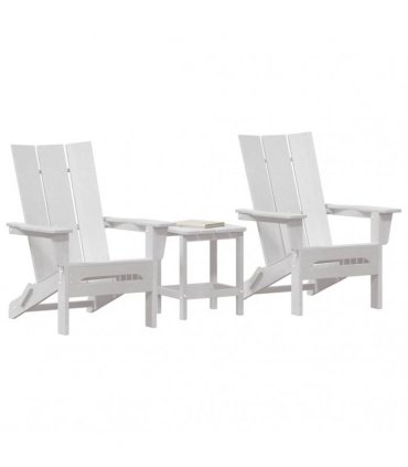 vidaXL Garden Chair 3 pcs White Polyethylene