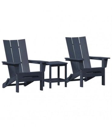 vidaXL Garden Chair 3 pcs Navy Polyethylene