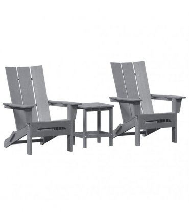 vidaXL Garden Chair 3 pcs Light Grey Polyethylene
