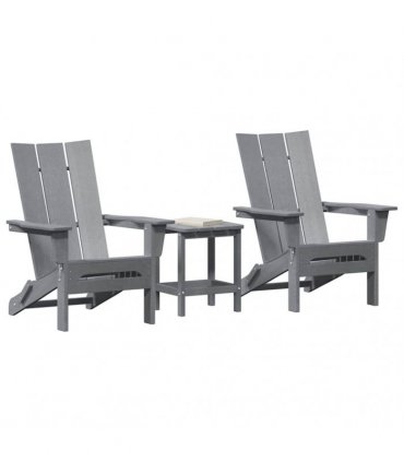 vidaXL Garden Chair 3 pcs Light Grey Polyethylene