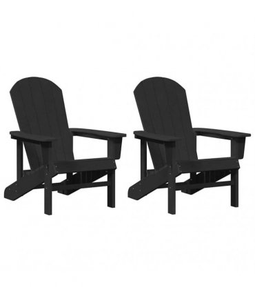 vidaXL Garden Chair 2 pcs Black Polyethylene