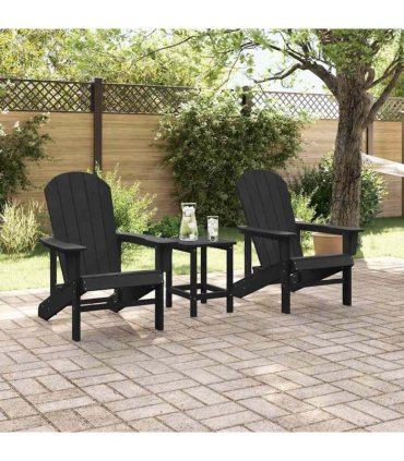 vidaXL Garden Chair 2 pcs Black Polyethylene