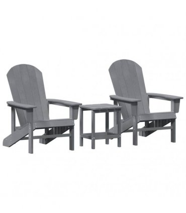 vidaXL Garden Chair 3 pcs Light Grey Polyethylene