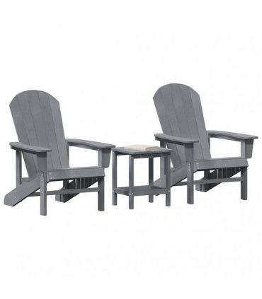 vidaXL Garden Chair 3 pcs Light Grey Polyethylene