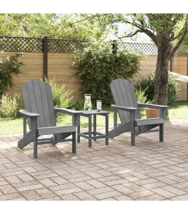 vidaXL Garden Chair 3 pcs Light Grey Polyethylene