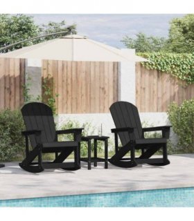vidaXL Adirondack Rocking Chairs 2 pcs 2-Seaters Black HDPE