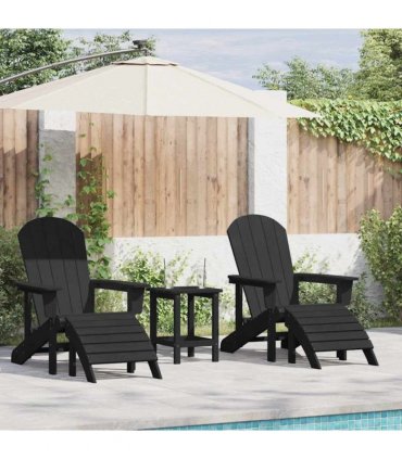 vidaXL Garden Chair 2 pcs Black Polyethylene