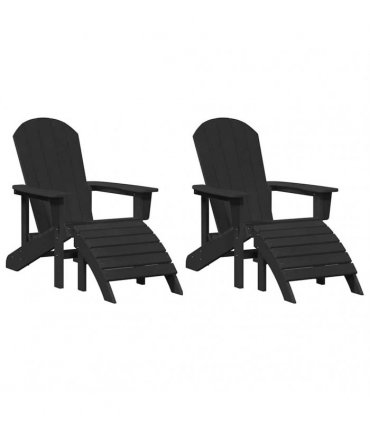 vidaXL Garden Chair 2 pcs Black Polyethylene
