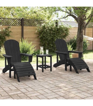 vidaXL Garden Chair 2 pcs Black Polyethylene