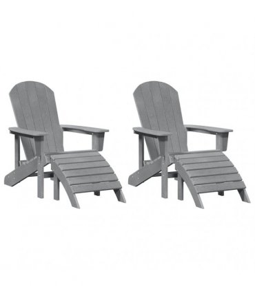 vidaXL Garden Chair 2 pcs Light Grey Polyethylene