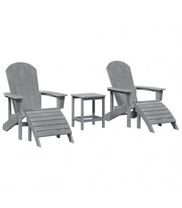 vidaXL Garden Chair 3 pcs Light Grey Polyethylene