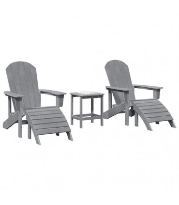 vidaXL Garden Chair 3 pcs Light Grey Polyethylene