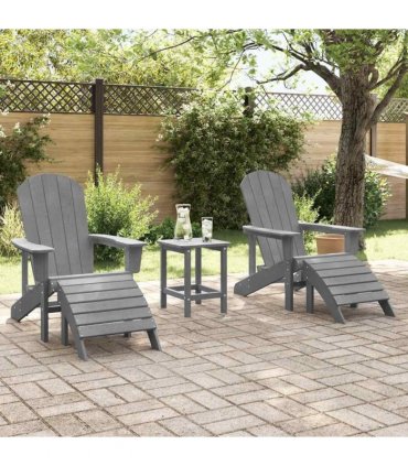 vidaXL Garden Chair 3 pcs Light Grey Polyethylene