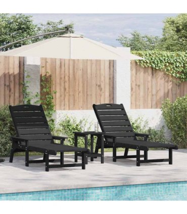 vidaXL Sun Lounger 2 pcs Polyethylene Black