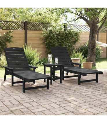 vidaXL Sun Lounger 2 pcs Polyethylene Black