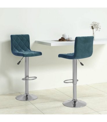 vidaXL Bar Stools 2 pcs Blue Velvet