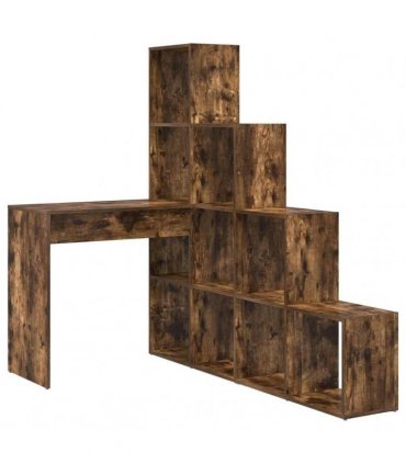 vidaXL Corner Desk Smoked Oak 101.5 x 149.5 x 149.5 cm Engineered Wood