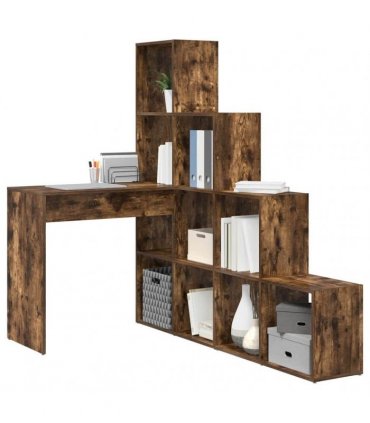 vidaXL Corner Desk Smoked Oak 101.5 x 149.5 x 149.5 cm Engineered Wood