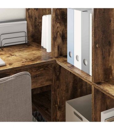 vidaXL Corner Desk Smoked Oak 101.5 x 149.5 x 149.5 cm Engineered Wood