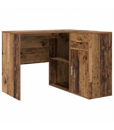 vidaXL Corner Desk with Drawer with Shelf Old Wood 102 x 88 x 75 cm