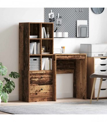 vidaXL Desk Old Wood 105.5 x 34 x 127 cm 2 pcs