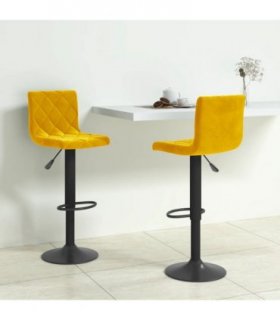 vidaXL Bar Stools 2 pcs Mustard Yellow Velvet