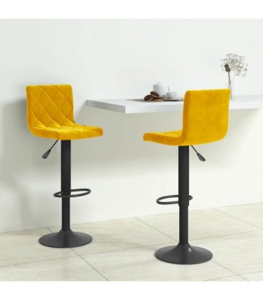 vidaXL Bar Stools 2 pcs Mustard Yellow Velvet