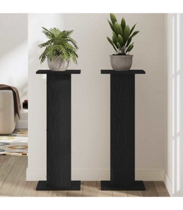 vidaXL Plant Stand 2 pcs Black Oak 30 x 30 x 80 cm Engineered wood