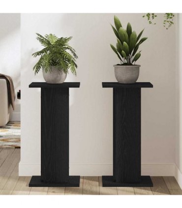vidaXL Plant Stand 2 pcs Black Oak 30 x 30 x 60 cm Engineered wood