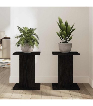 vidaXL Plant Stand 2 pcs Black Oak 30 x 30 x 40 cm Engineered wood